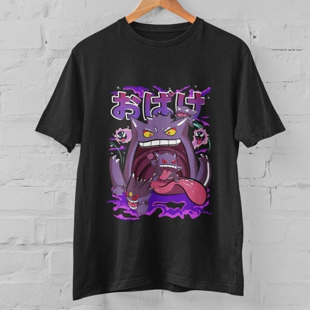 Gengar Ghost Type Anime T Shirt Purple Monster Graphic Tee Unisex Streetwear Top